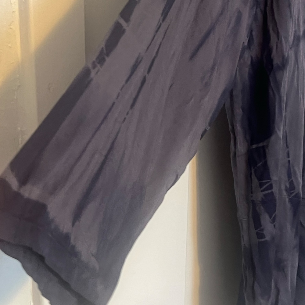 Pure Jill J Jill Top Elbow Sleeve Boatneck Tunic Blue Tie Dye Blouse L Tall NWT - Picture 7 of 12